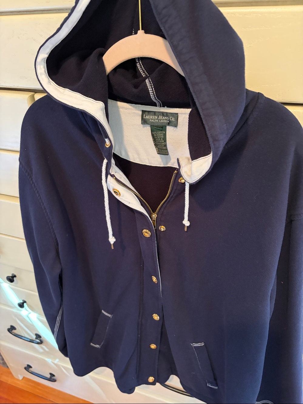 Vintage Ralph Lauren Jeans Co. Navy Blue Coastal Full Zip Jacket With Hood - Picture 1 of 10